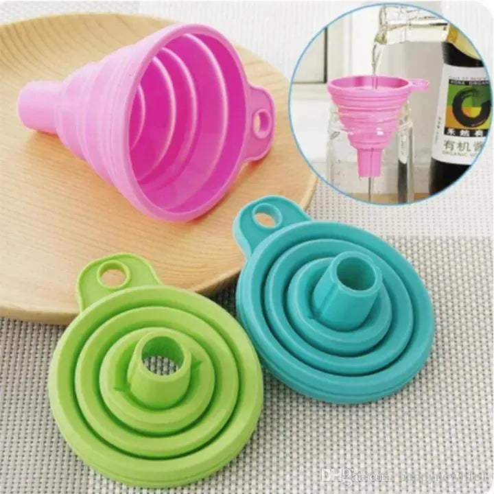 Collapsible Silicone Funnel Set of 2 Multicolor