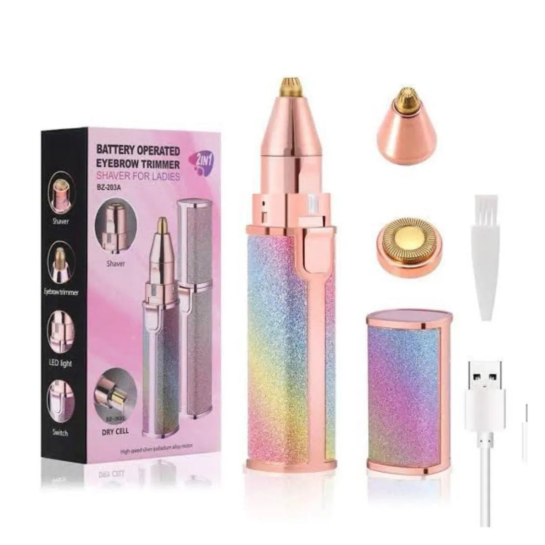 2-in-1 Eyebrow & Hair Trimmer Rose Gold USB Rechargeable