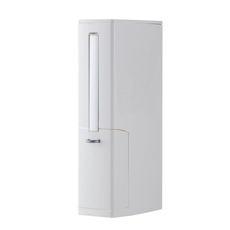 Toilet Brush & Trash Can Set White Plastic (Modern )