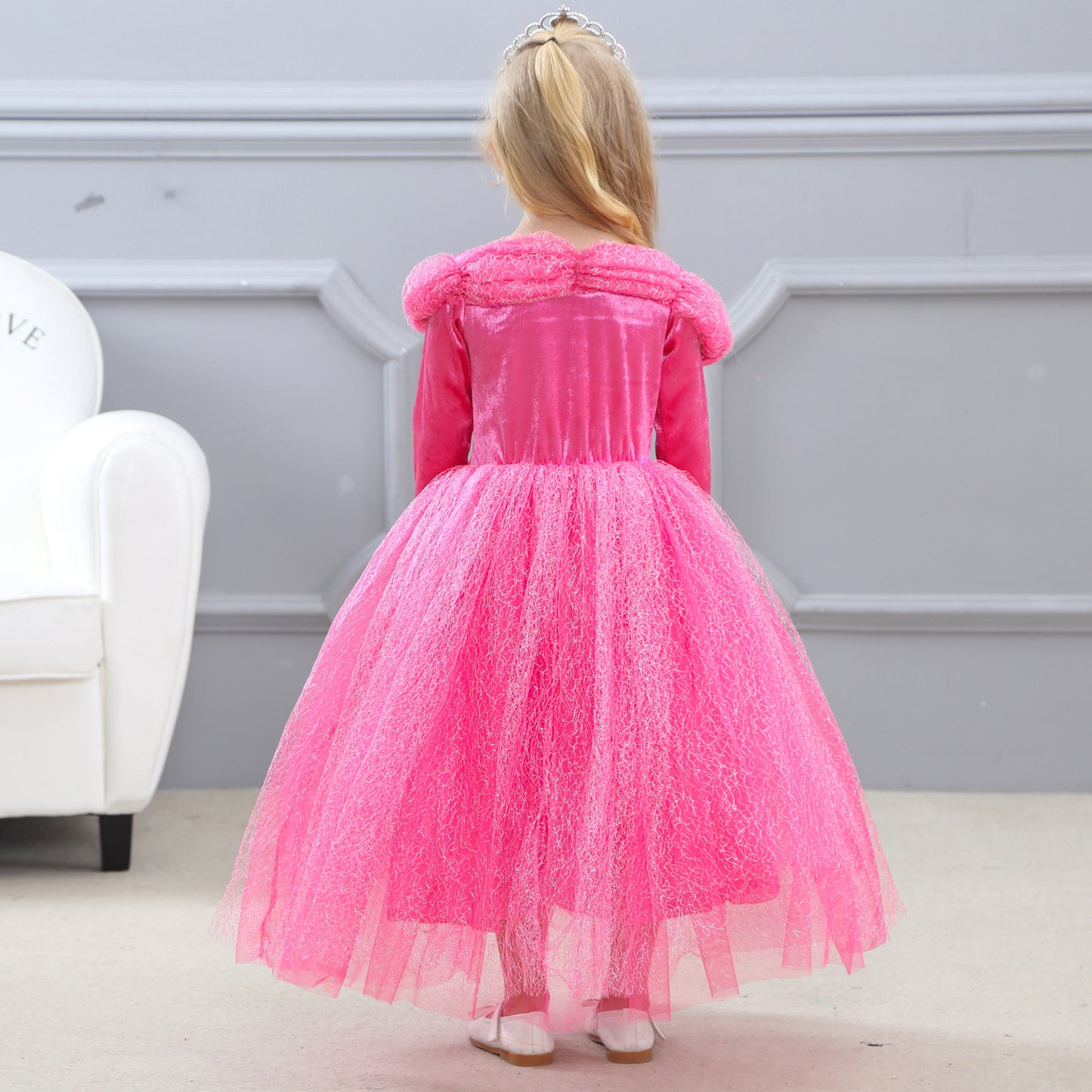 Pink Butterfly Princess Dress for Girls 4-10 Years