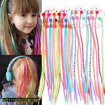 Kids Beaded Hair Pins Multicolor Rubber 6 Pack