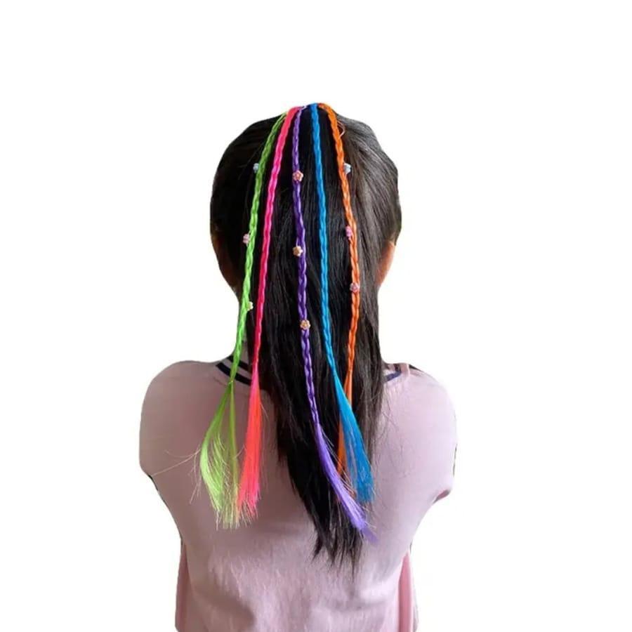 Kids Beaded Hair Pins Multicolor Rubber 6 Pack