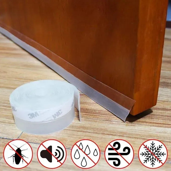 White Self-Adhesive Door Stopper with Soundproof, Waterproof, Insect-Proof Protection