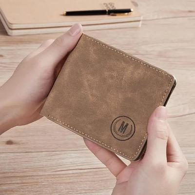 Men's Genuine Leather Bi-Fold Wallet with Logo