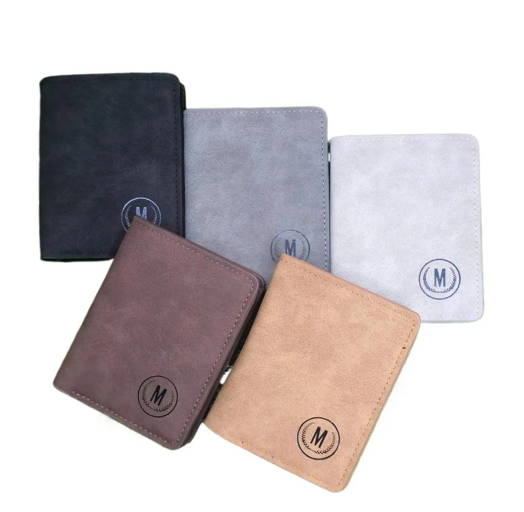 Men's Genuine Leather Bi-Fold Wallet with Logo