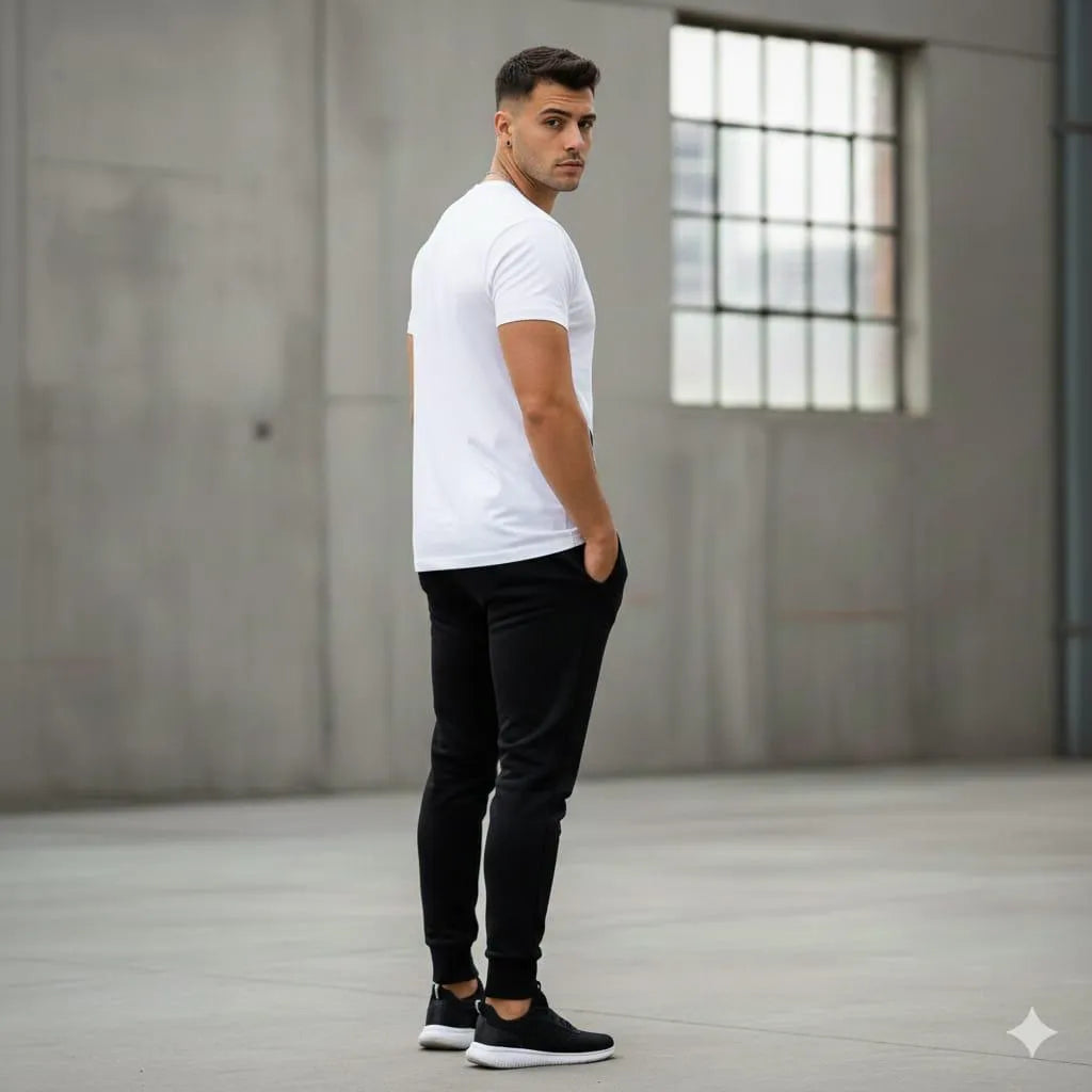 Men Flame Print Track Suit White Black Polyester Summe