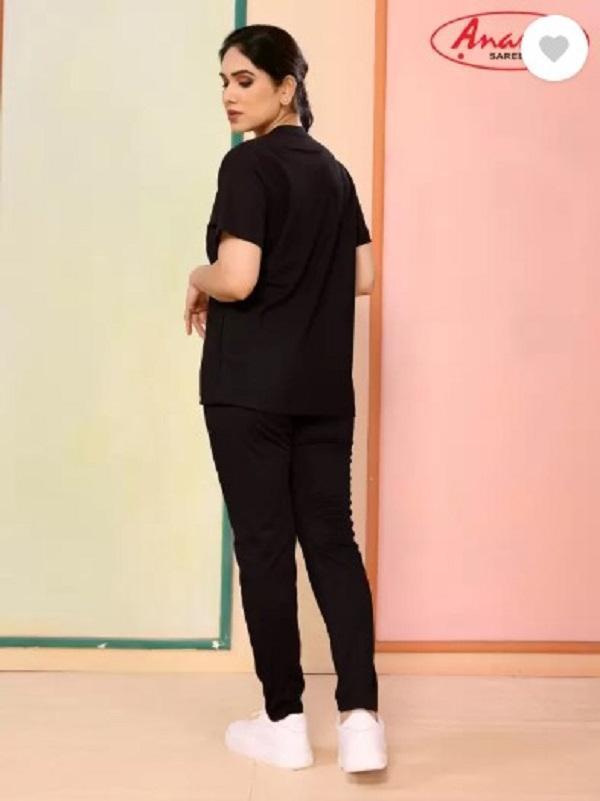 Black Slim Fit Men & Women Track Suit Micro Interlock Fabric