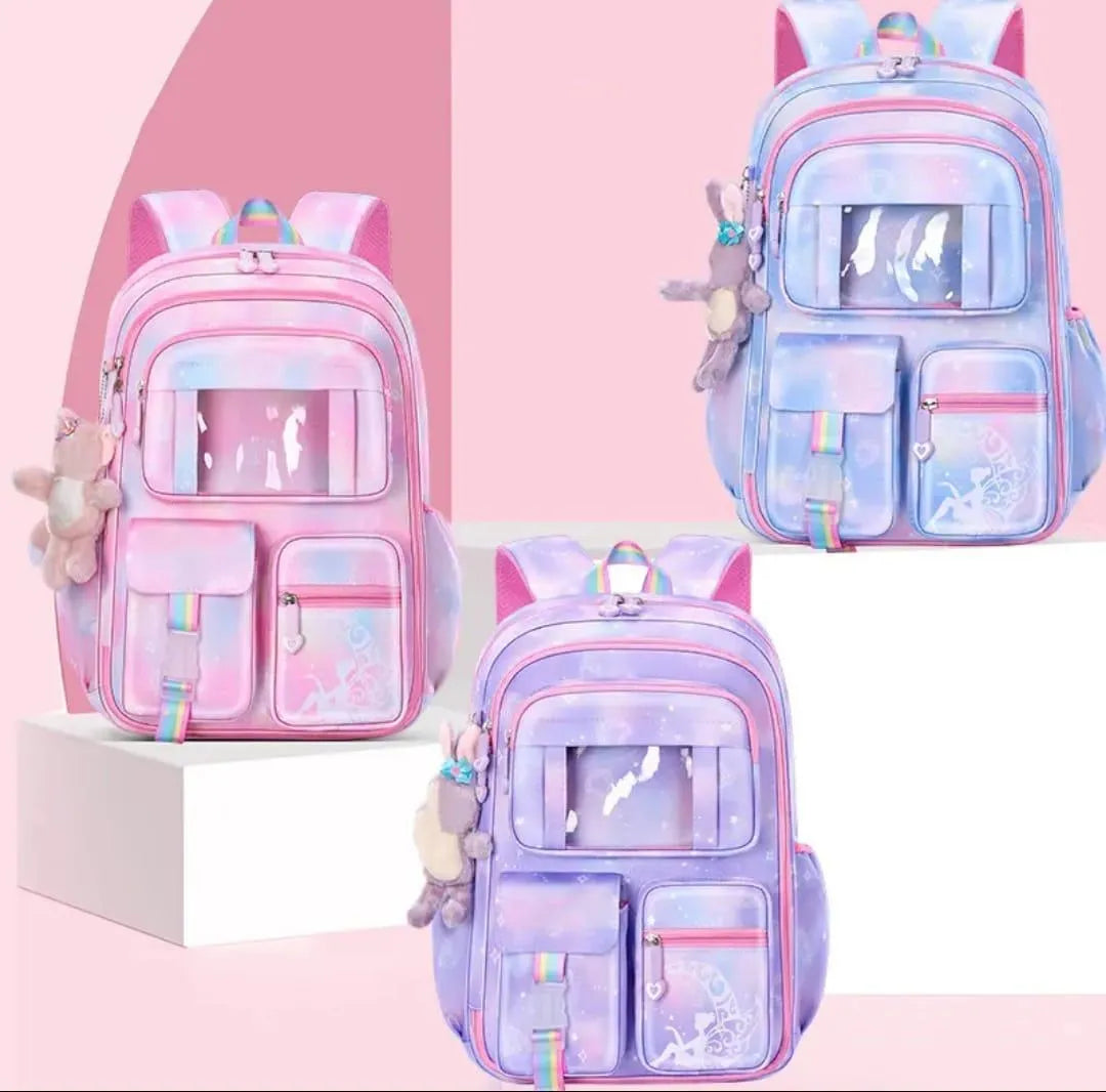 Pink Rainbow Backpack Set for Girls School Daily Use