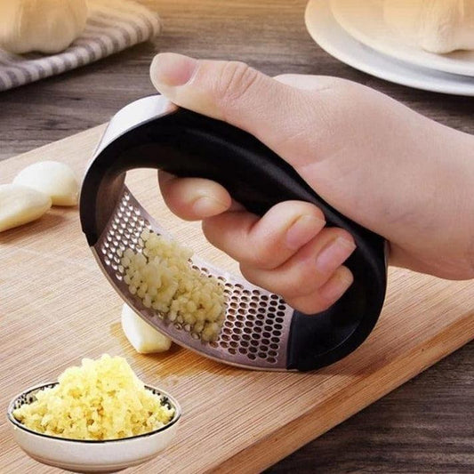 Stainless Steel Garlic Press Black Ergonomic