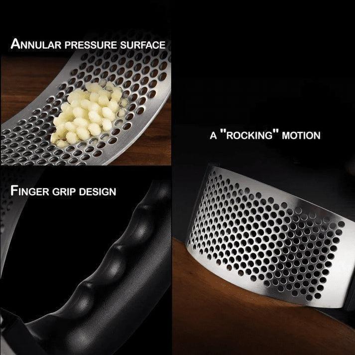 Stainless Steel Garlic Press Black Ergonomic