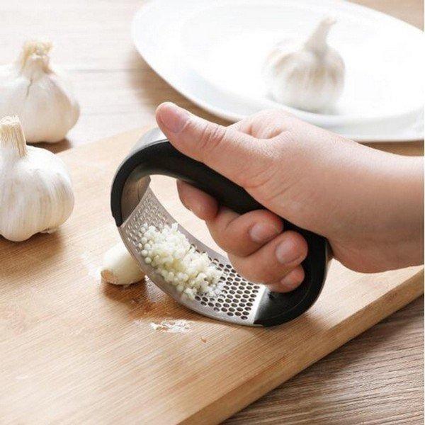 Stainless Steel Garlic Press Black Ergonomic