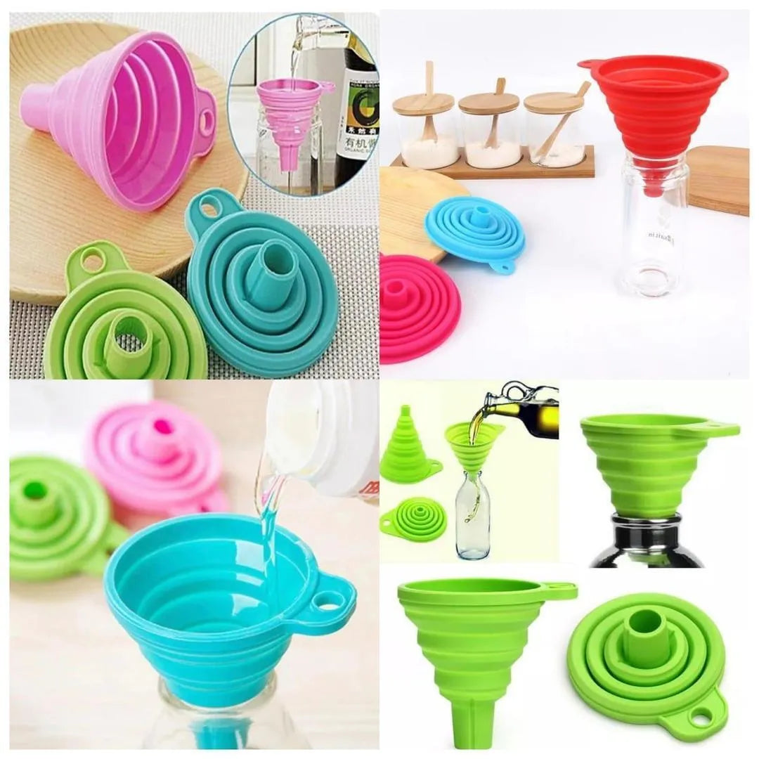 Collapsible Silicone Funnel Set of 2 Multicolor
