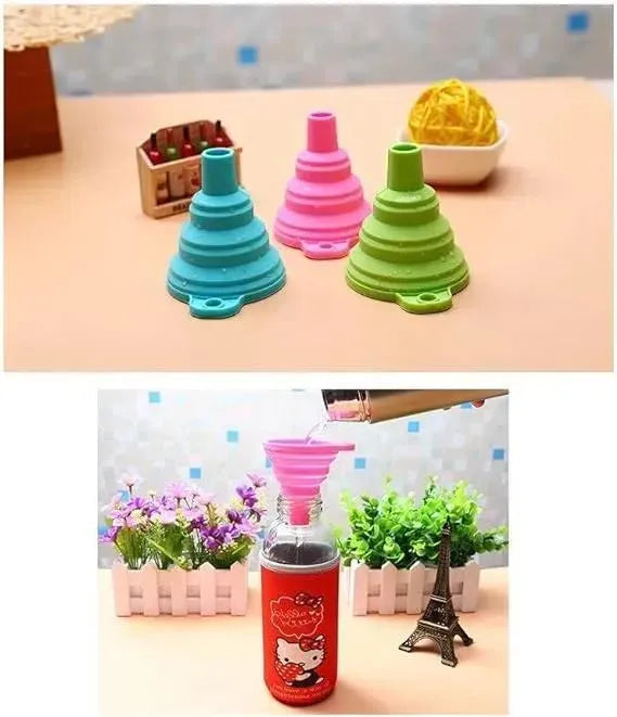 Collapsible Silicone Funnel Set of 2 Multicolor