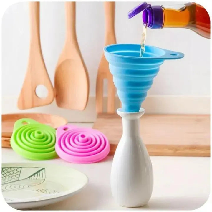 Collapsible Silicone Funnel Set of 2 Multicolor