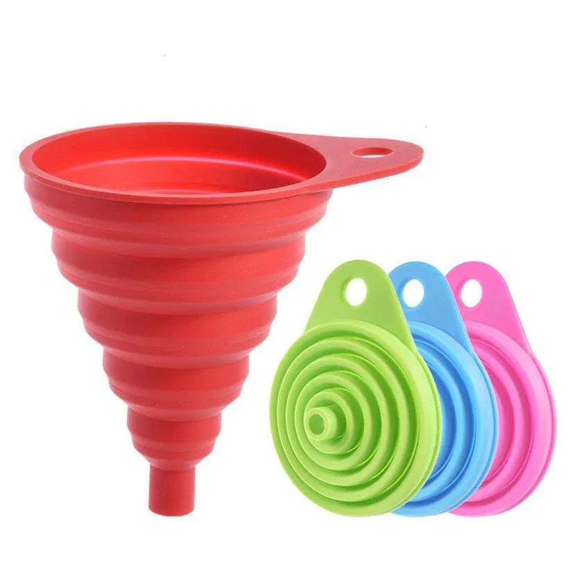 Collapsible Silicone Funnel Set of 2 Multicolor