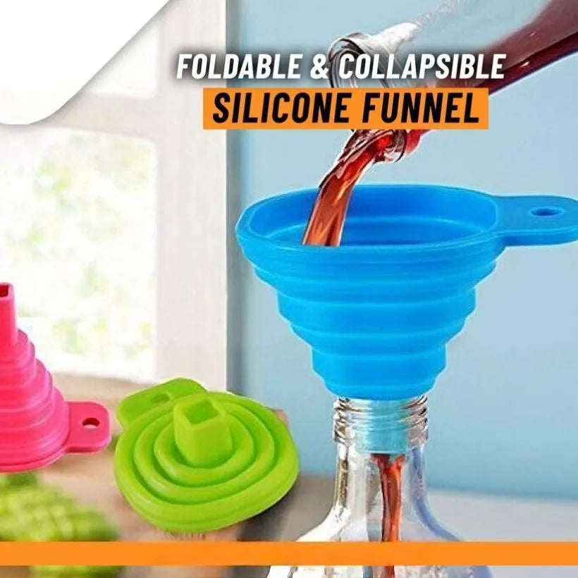 Collapsible Silicone Funnel Set of 2 Multicolor