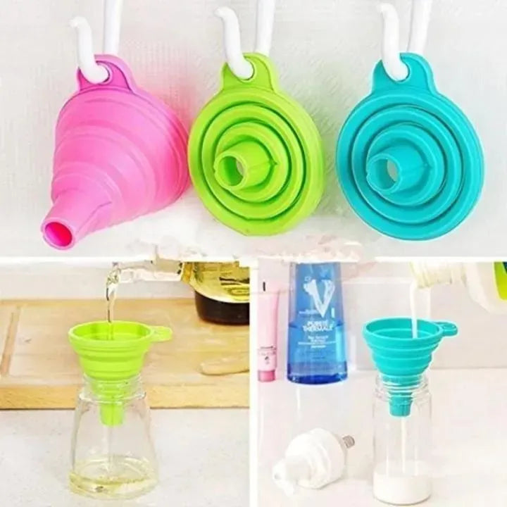 Collapsible Silicone Funnel Set of 2 Multicolor