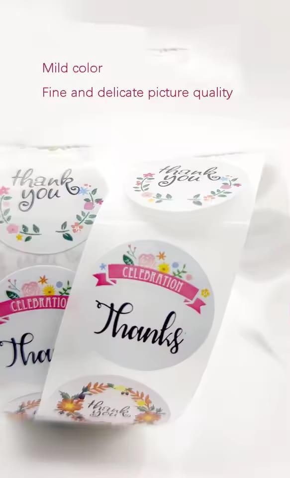 Thank You Stickers Labels Stamps Round Cartoon Decor