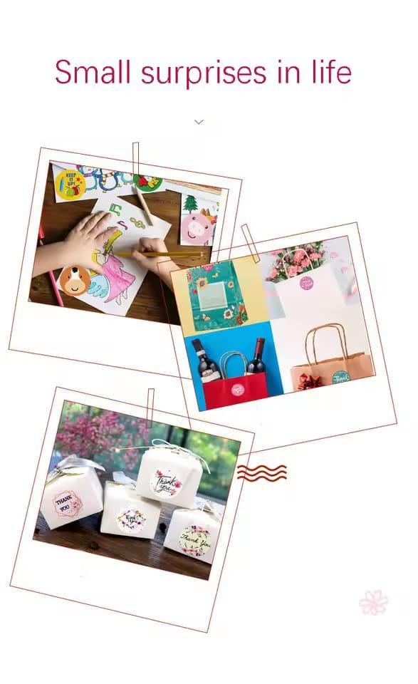 Thank You Stickers Labels Stamps Round Cartoon Decor