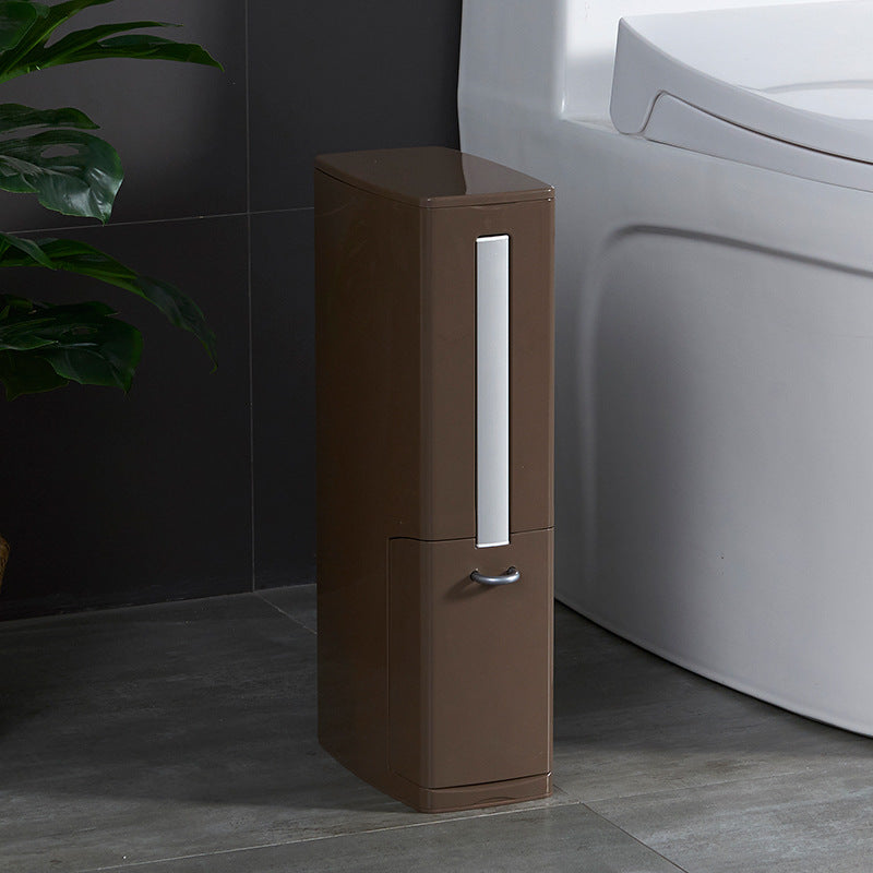 Toilet Brush & Trash Can Set White Plastic (Modern )
