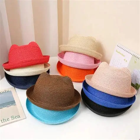 Straw Sun Hats for Kids & Adults Multi Color Summer Wear