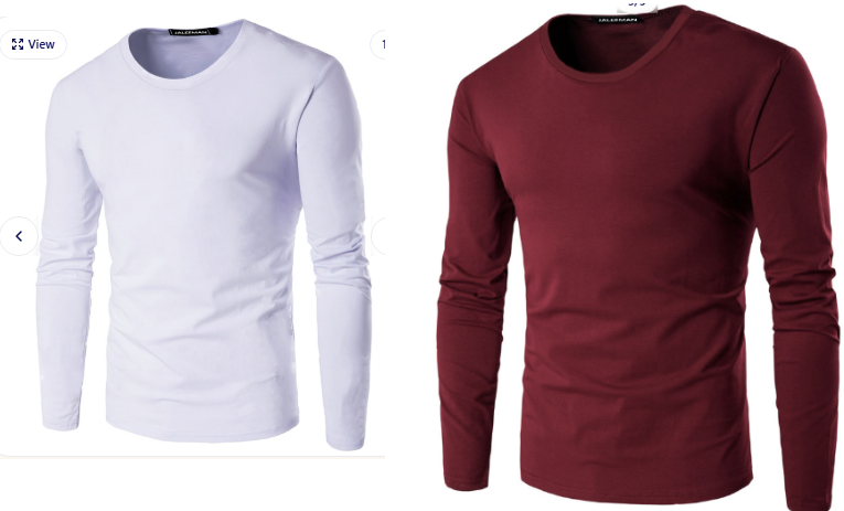 Men Slim Fit White Cotton Long Sleeve T-Shirt Autumn