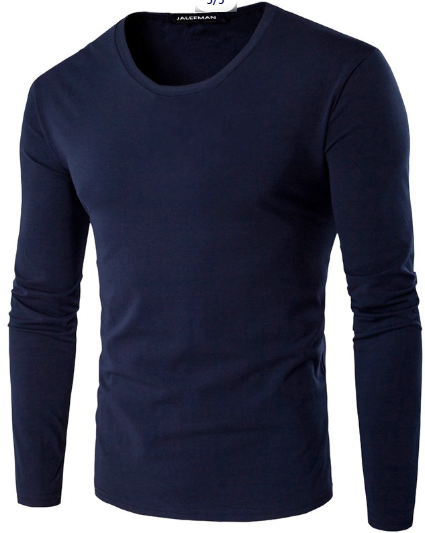 Men Slim Fit White Cotton Long Sleeve T-Shirt Autumn