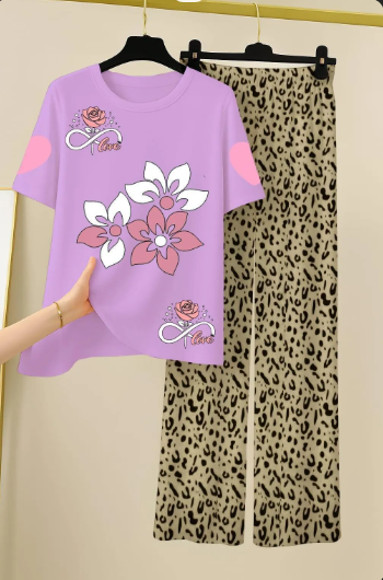 Purple Printed 2-Piece Women's