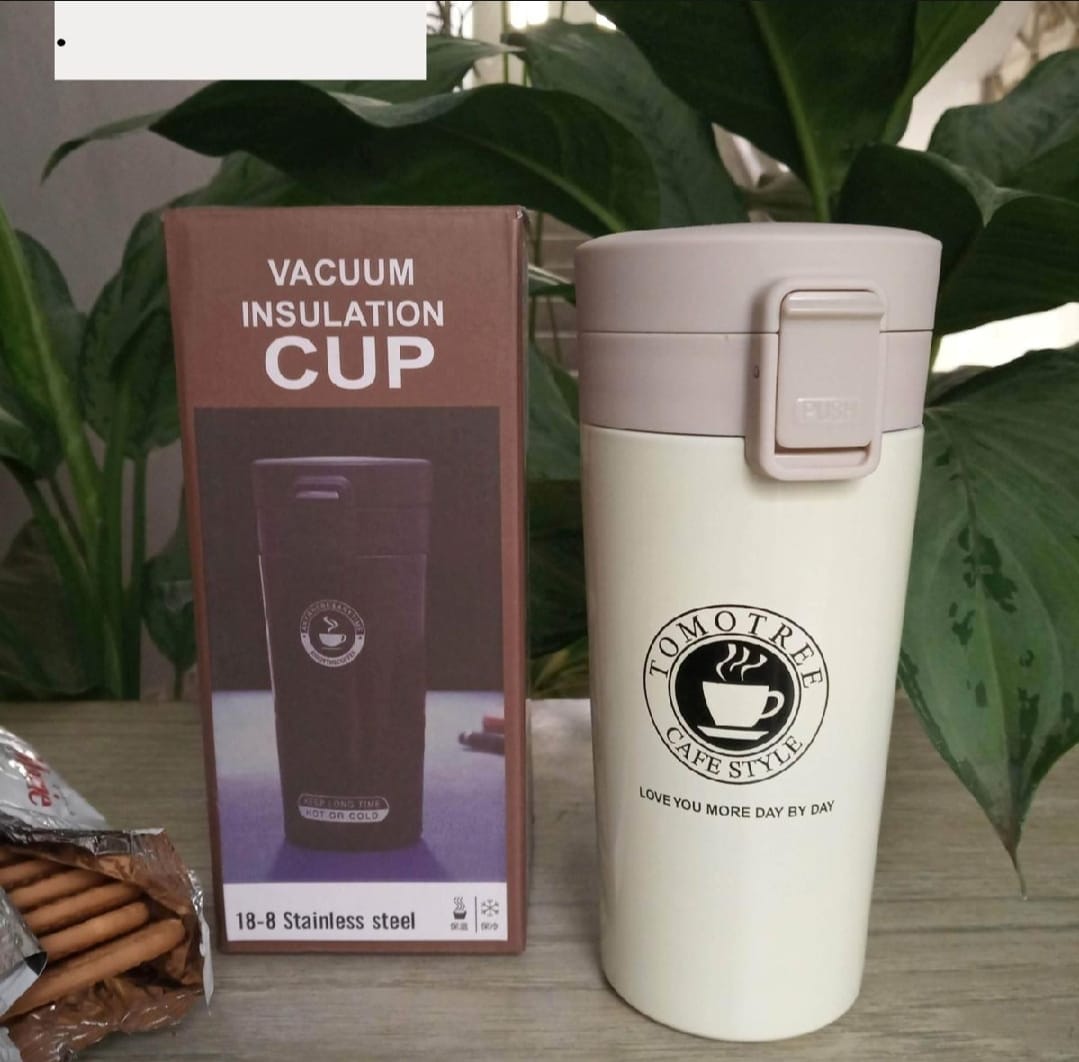 Hot & Cold Stainless Steel Vacuum Flask – 380ml | Double Wall Insulated Water Bottle | Leakproof Coffee & Tea Thermos Travel Mug (Random Color)