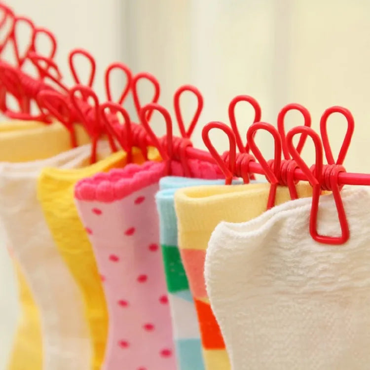 Clip & Hang 185CM Portable Clothesline With (12) Clip - Elastic, Windproof & Eco-Friendly for Travel & Home Use