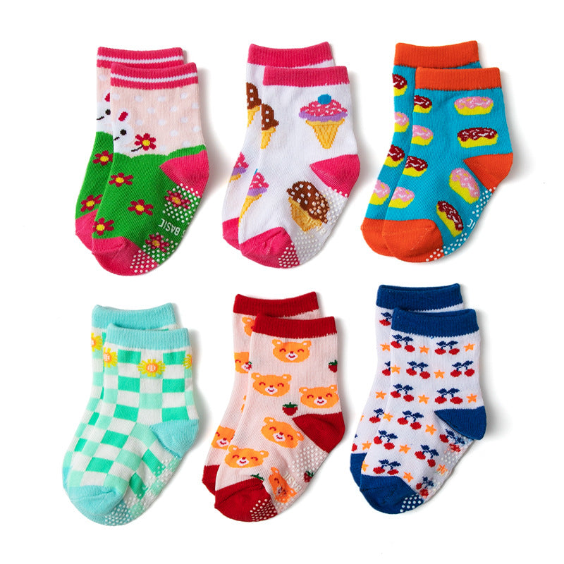 Children's Cotton Anti-Slip Cartoon Socks 12 Colors