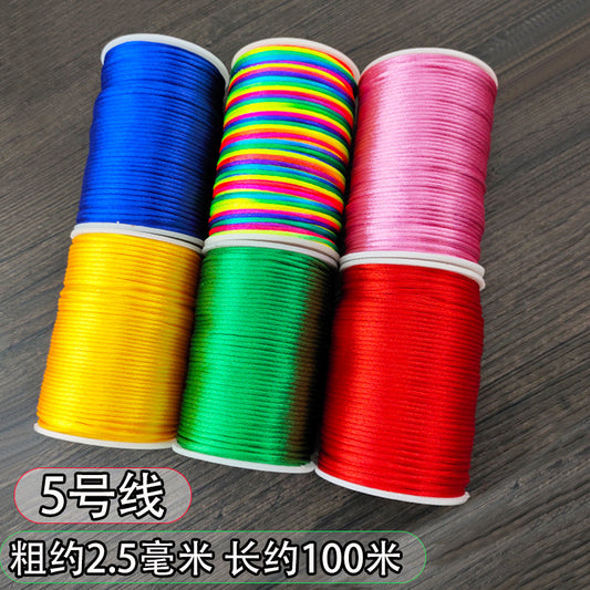 Premium Chinese Knot Line Ropes 7 Sizes Rainbow Red Blue Green Yellow