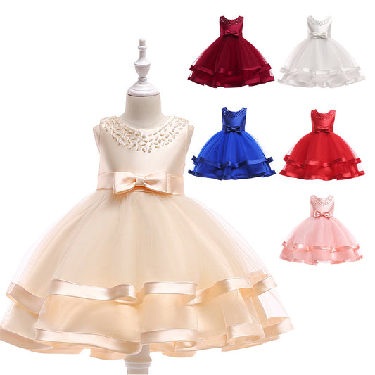 Hand-Beaded Princess Dress for Girls 2-10 Years Multi Color