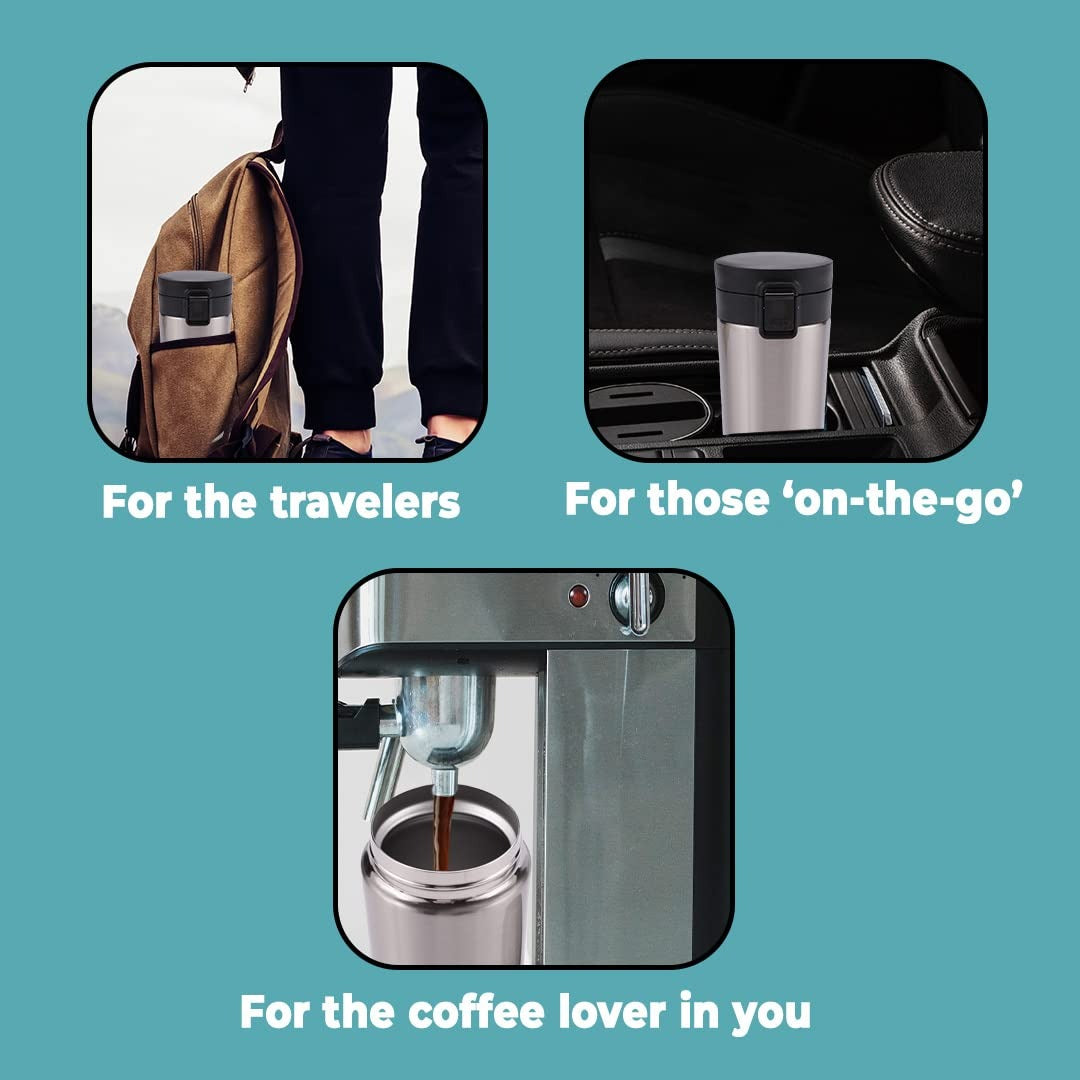 Hot & Cold Stainless Steel Vacuum Flask – 380ml | Double Wall Insulated Water Bottle | Leakproof Coffee & Tea Thermos Travel Mug (Random Color)