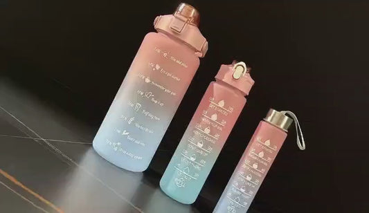 Sports Water Bottles 3 Pcs Set With Leak Proof Flip Top Lid (Random Color)